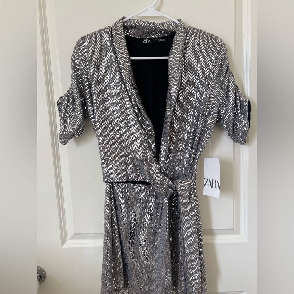 Zara Glittering Silver Sequin Jacket - image 6